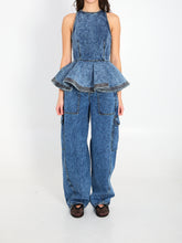 ALAIA 36 denim peplum top 