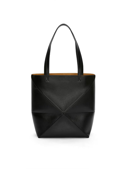 medium puzzle fold tote in shiny calfskin