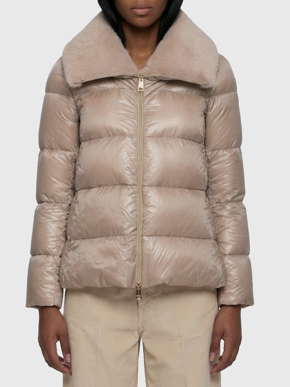 HERNO 40 ultralight nylon and fur collar jacket