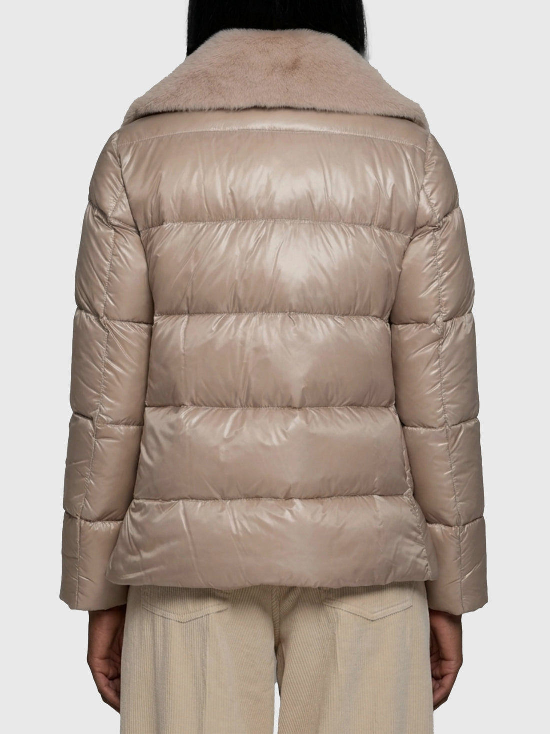 HERNO 40 ultralight nylon and fur collar jacket