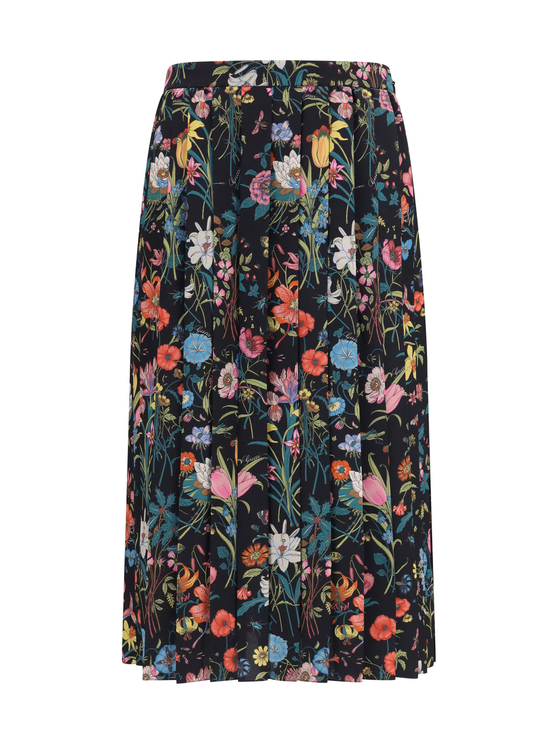 GUCCI 40 flora printed silk midi skirt