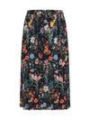 flora printed silk midi skirt