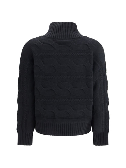MAX MARA STUDIO L high-neck cable-knit sweater 