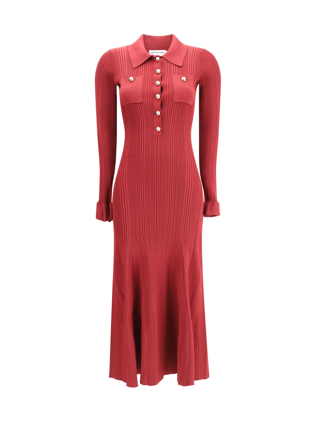 SELF-PORTRAIT S ribbed knit midi dress 