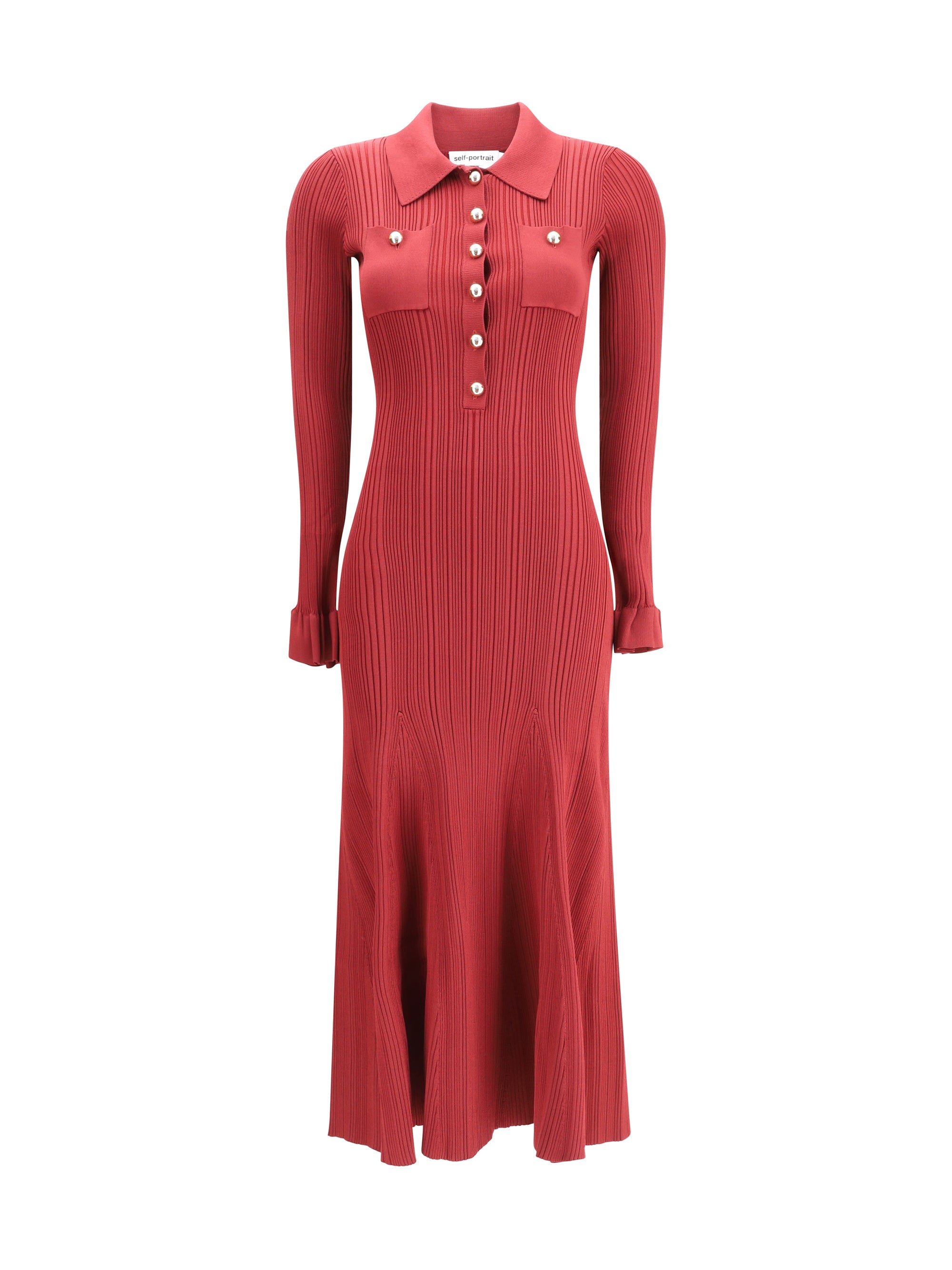 SELF-PORTRAIT S ribbed knit midi dress 