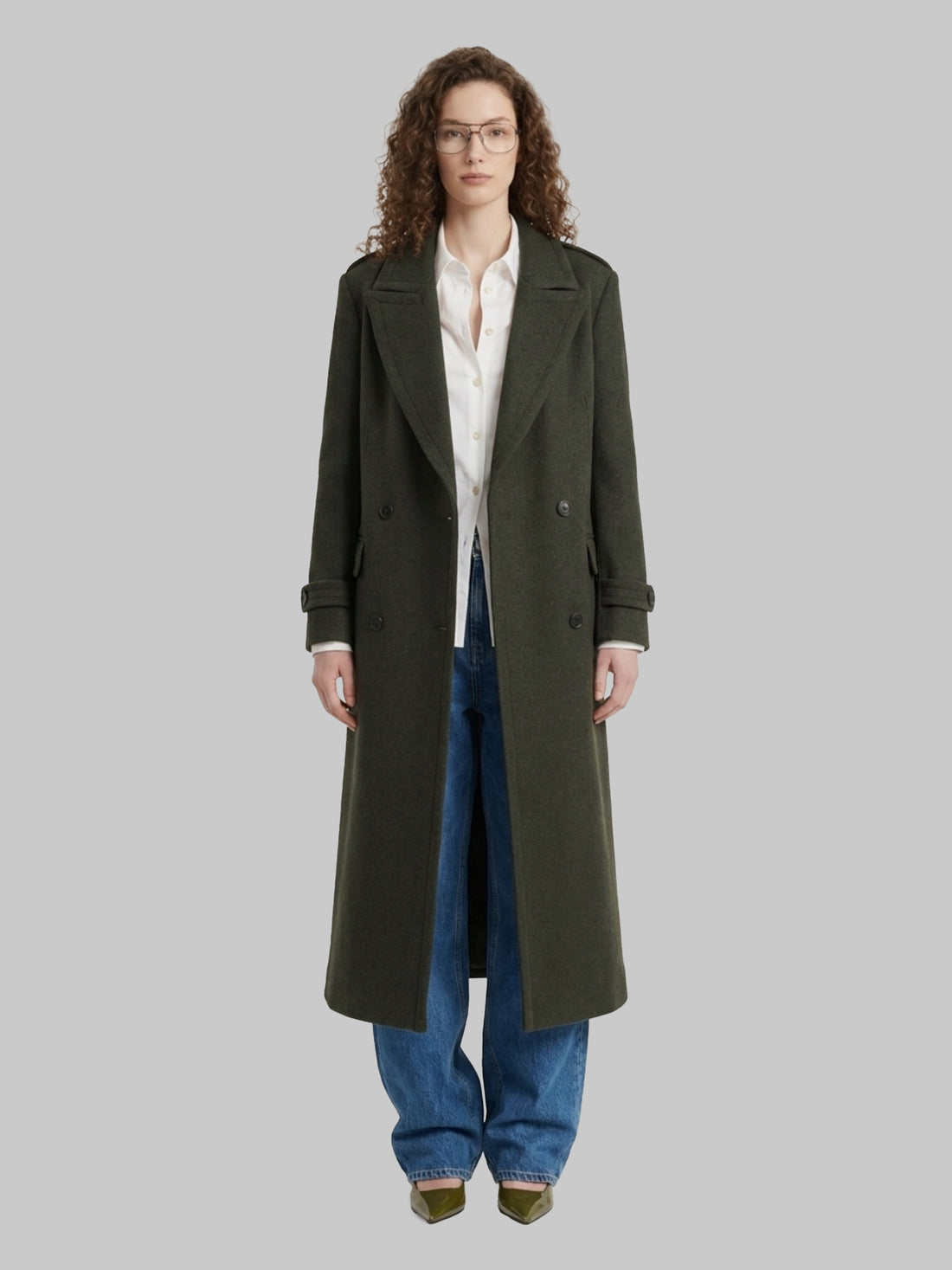 SUTTON NEW YORK 40 military green double-breasted coat