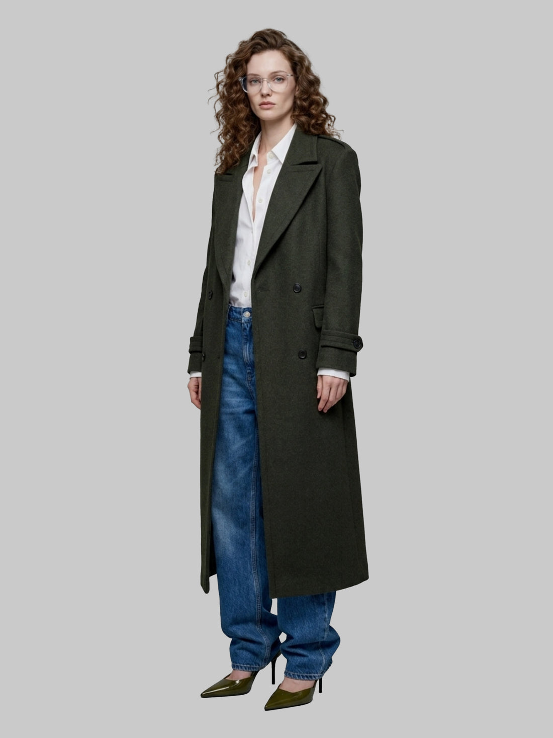 SUTTON NEW YORK 40 military green double-breasted coat