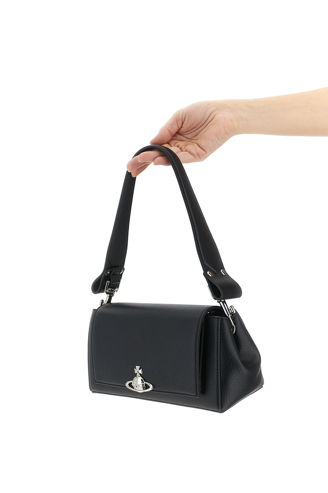 VIVIENNE WESTWOOD OS hazel shoulder bag in hammered leather-effect pu
