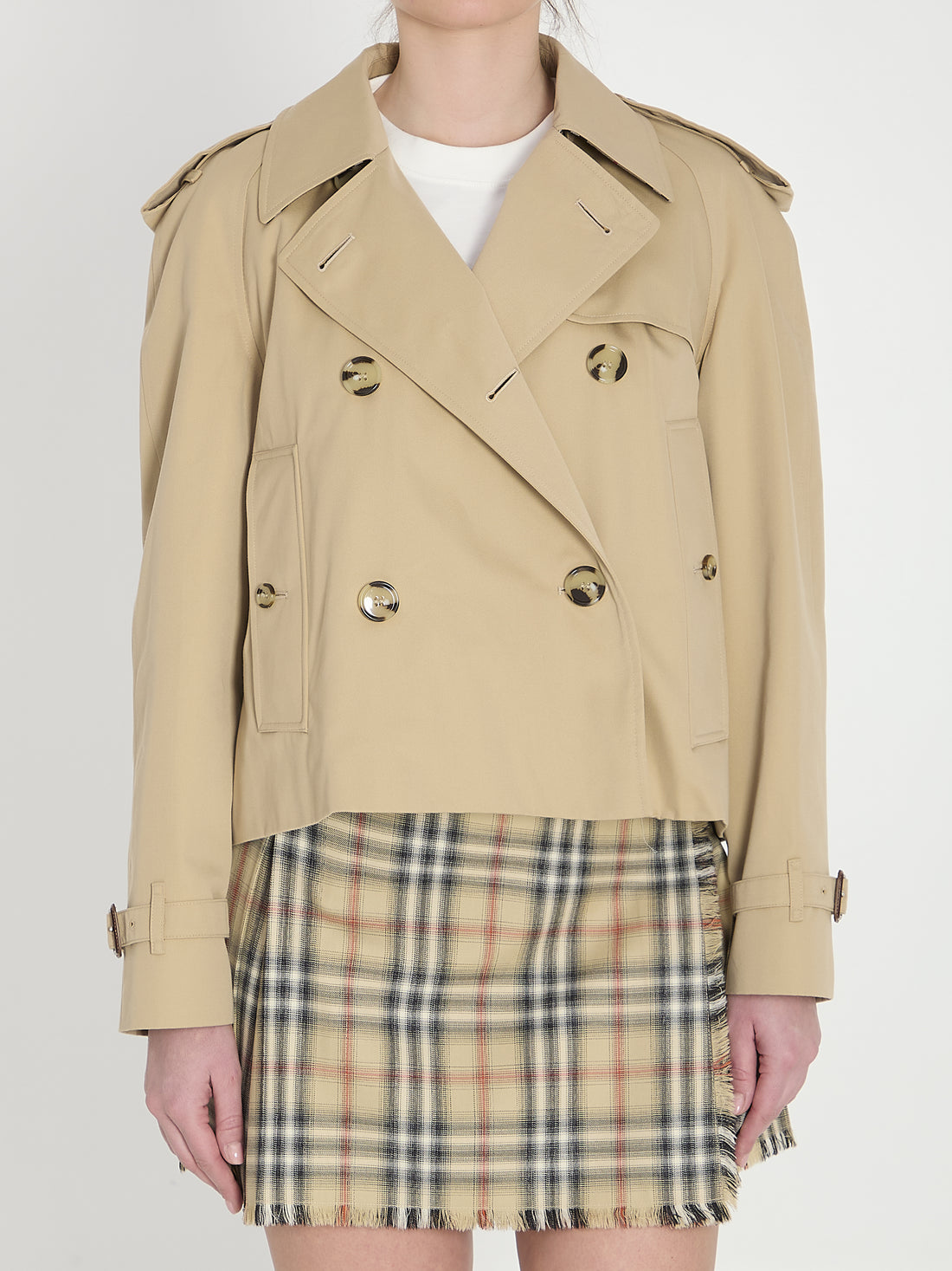 BURBERRY 6 cropped trench jacket in gabardine