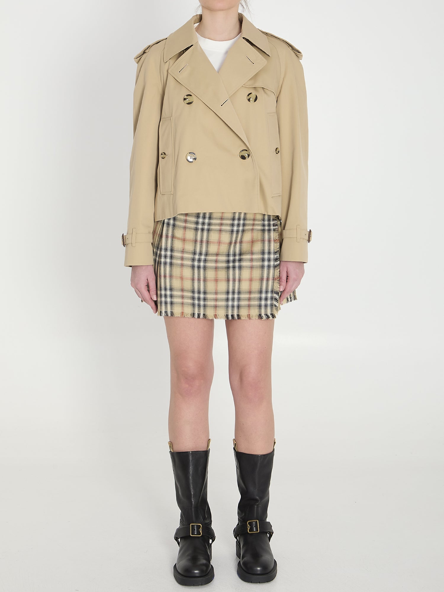 BURBERRY 6 cropped trench jacket in gabardine