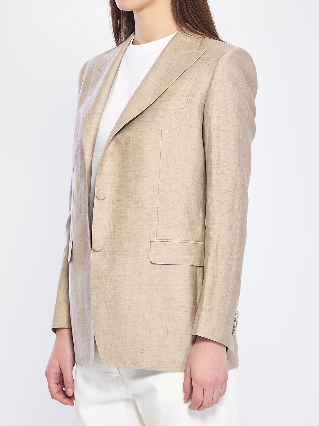 TAGLIATORE 38 single-breasted linen blend jacket