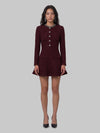 burgundy textured knit embellished mini dress