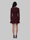 burgundy textured knit embellished mini dress