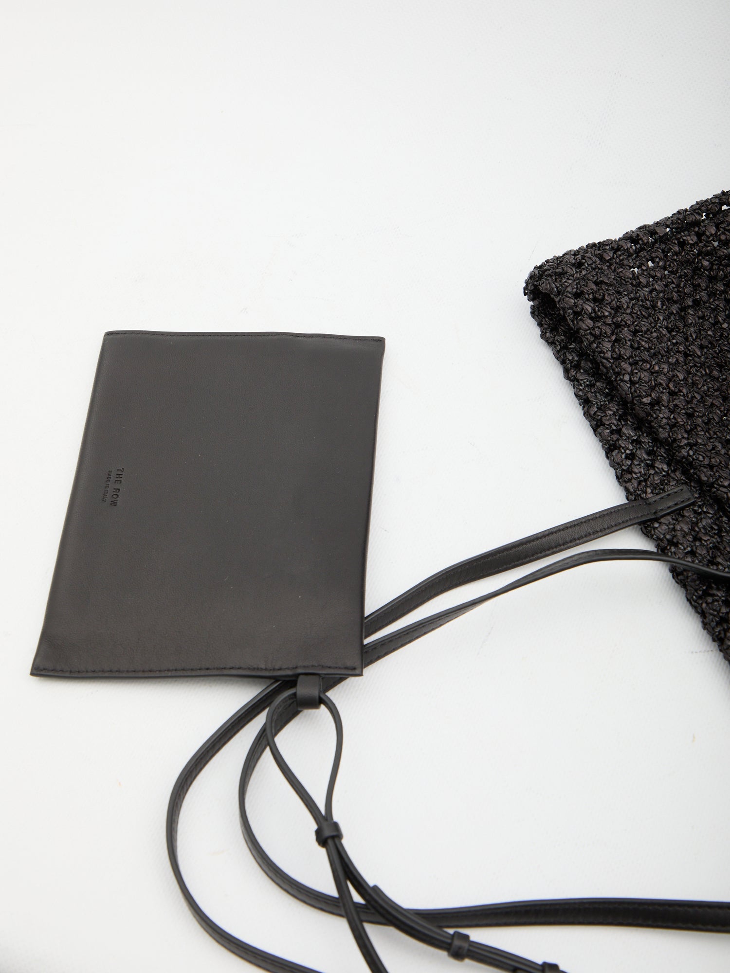 THE ROW OS black barn tote bag in raffia