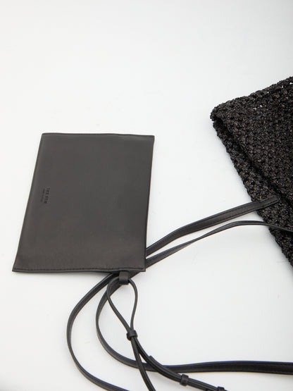 THE ROW OS black barn tote bag in raffia