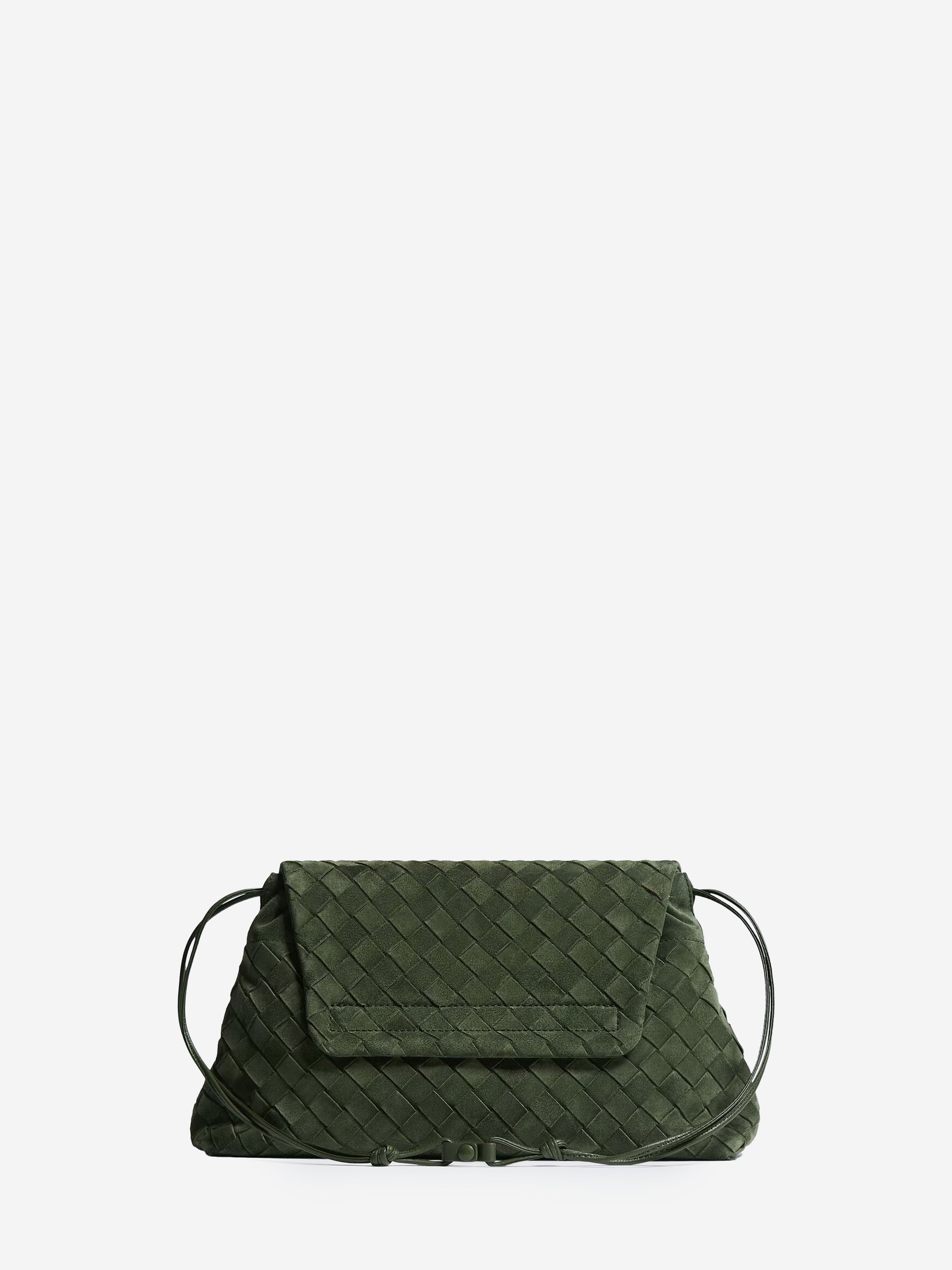 giorno green tweed pouch bag