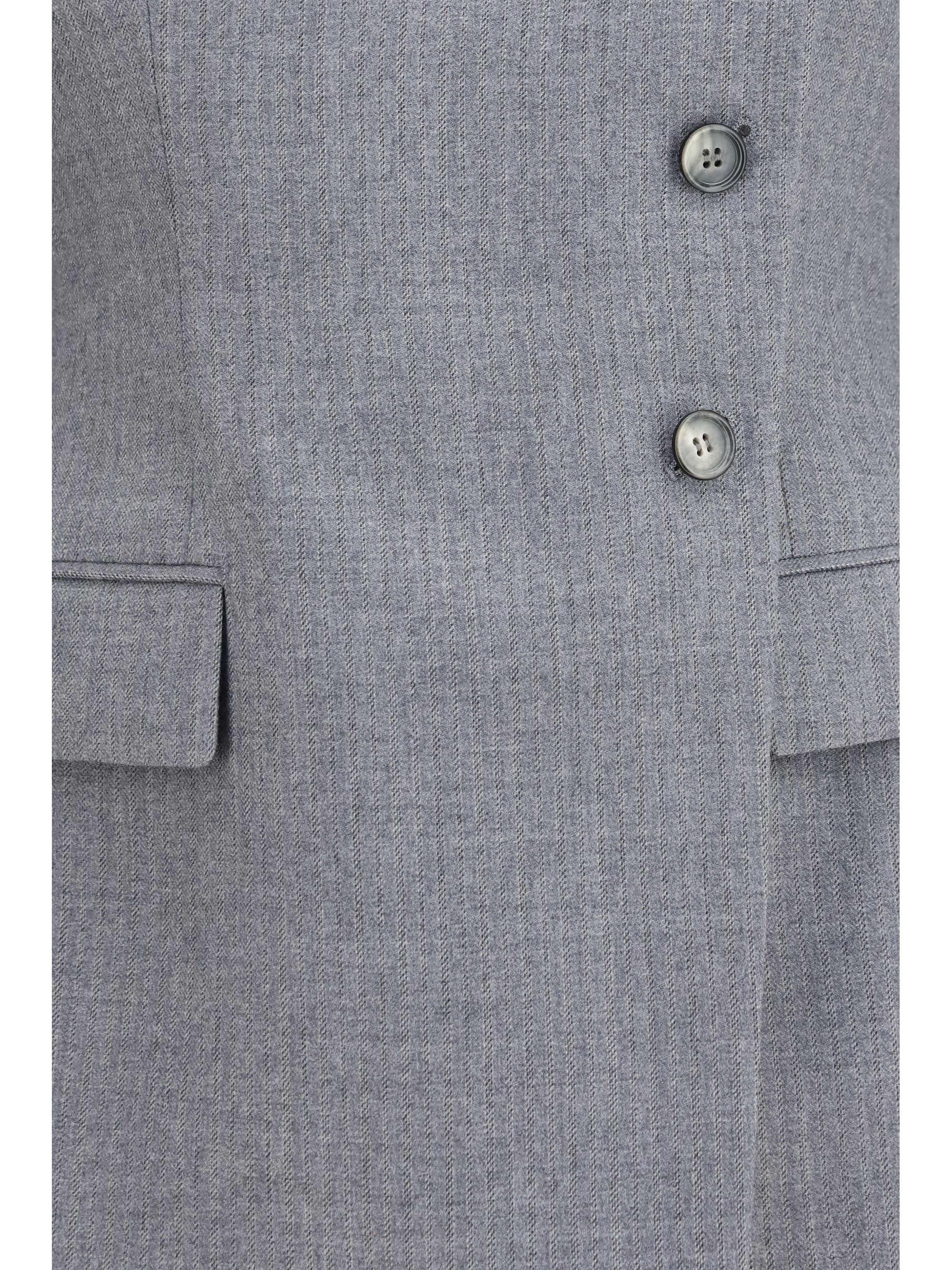 pinstripe wool jacket with crossed lapels