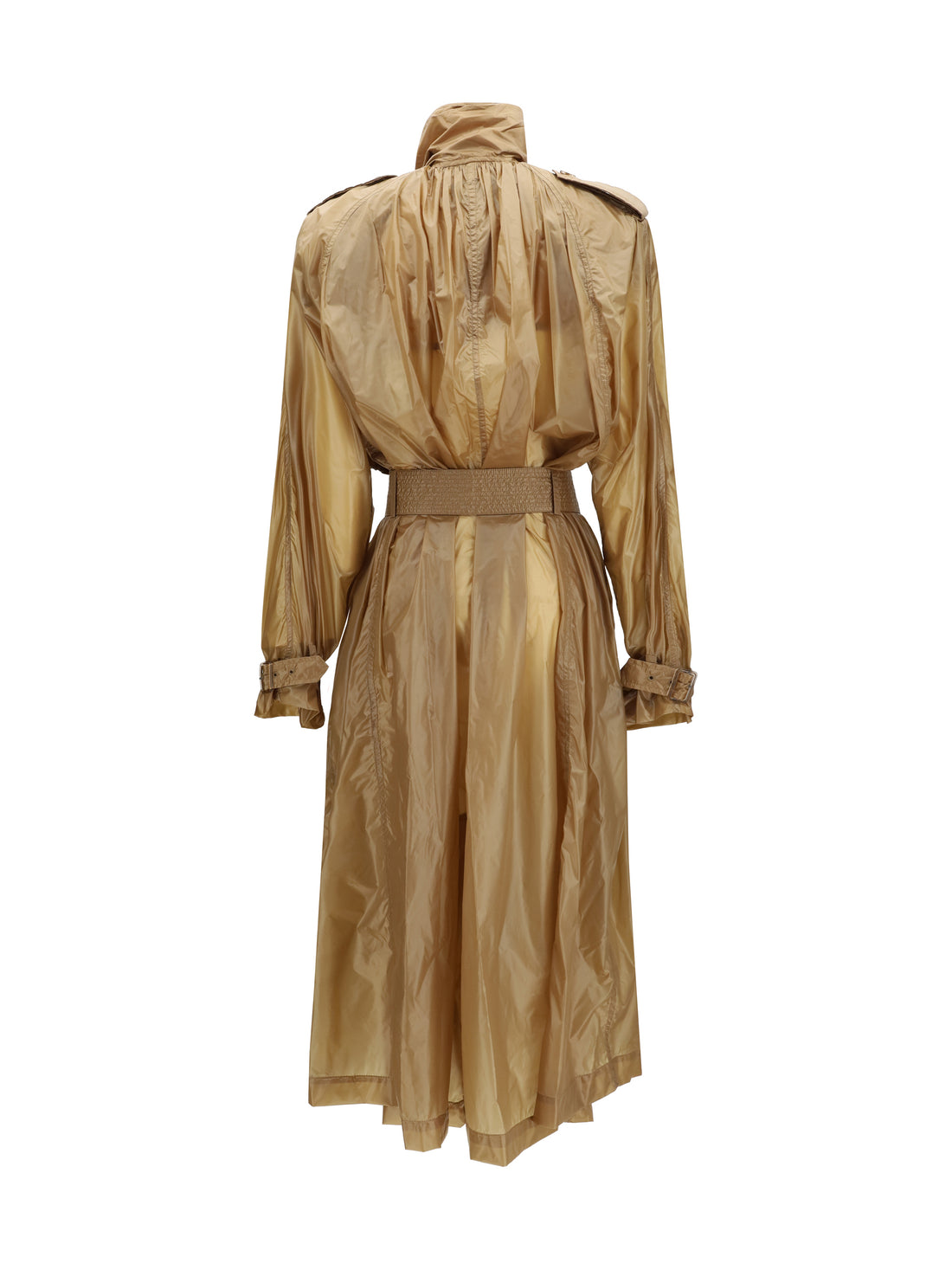 SAINT LAURENT 40 translucent technical fabric trench with lavallière collar