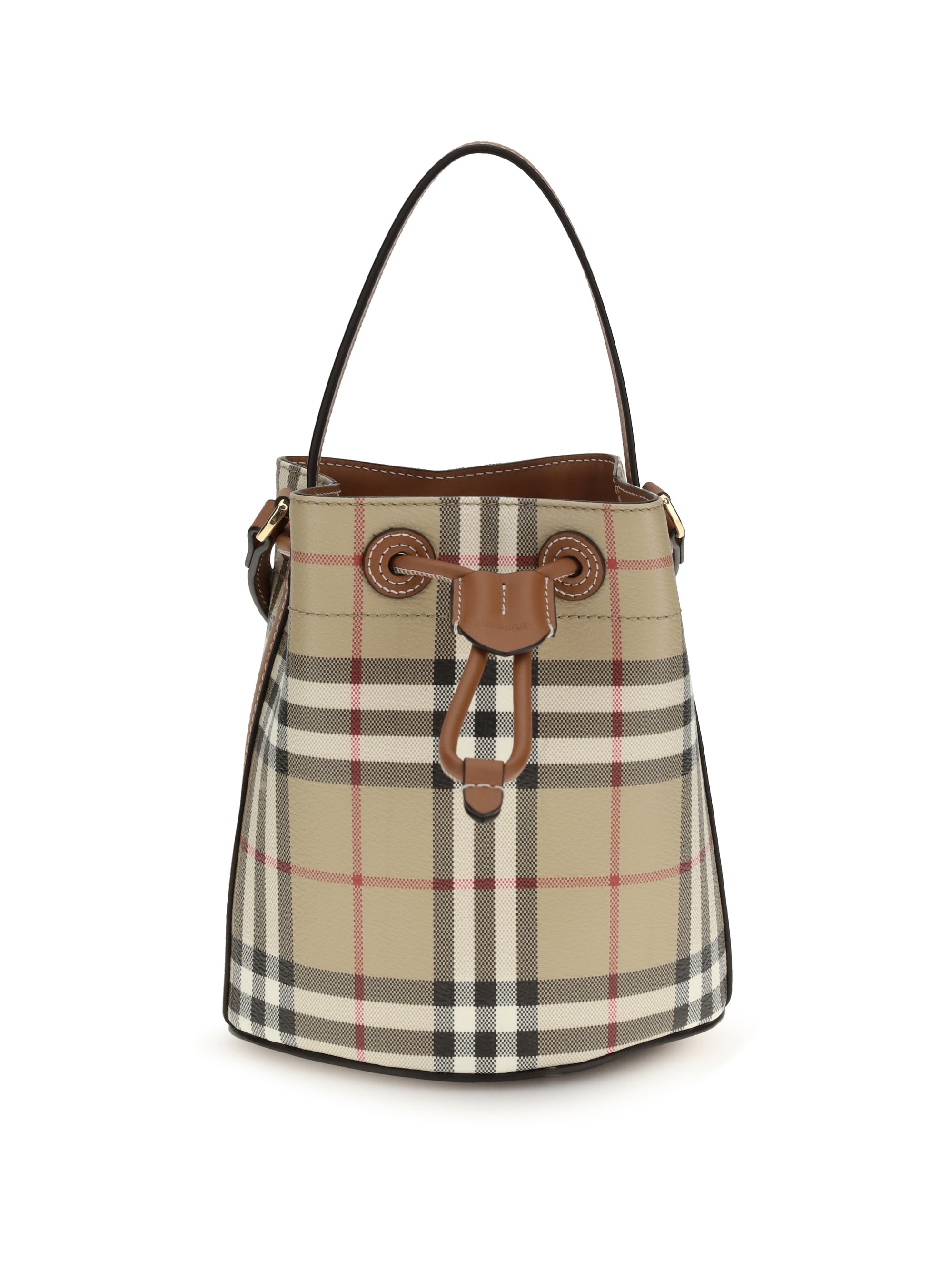 BURBERRY OS check mini bucket bag