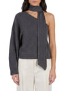 one-shoulder top with scarf detail
