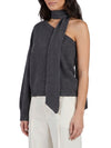 one-shoulder top with scarf detail