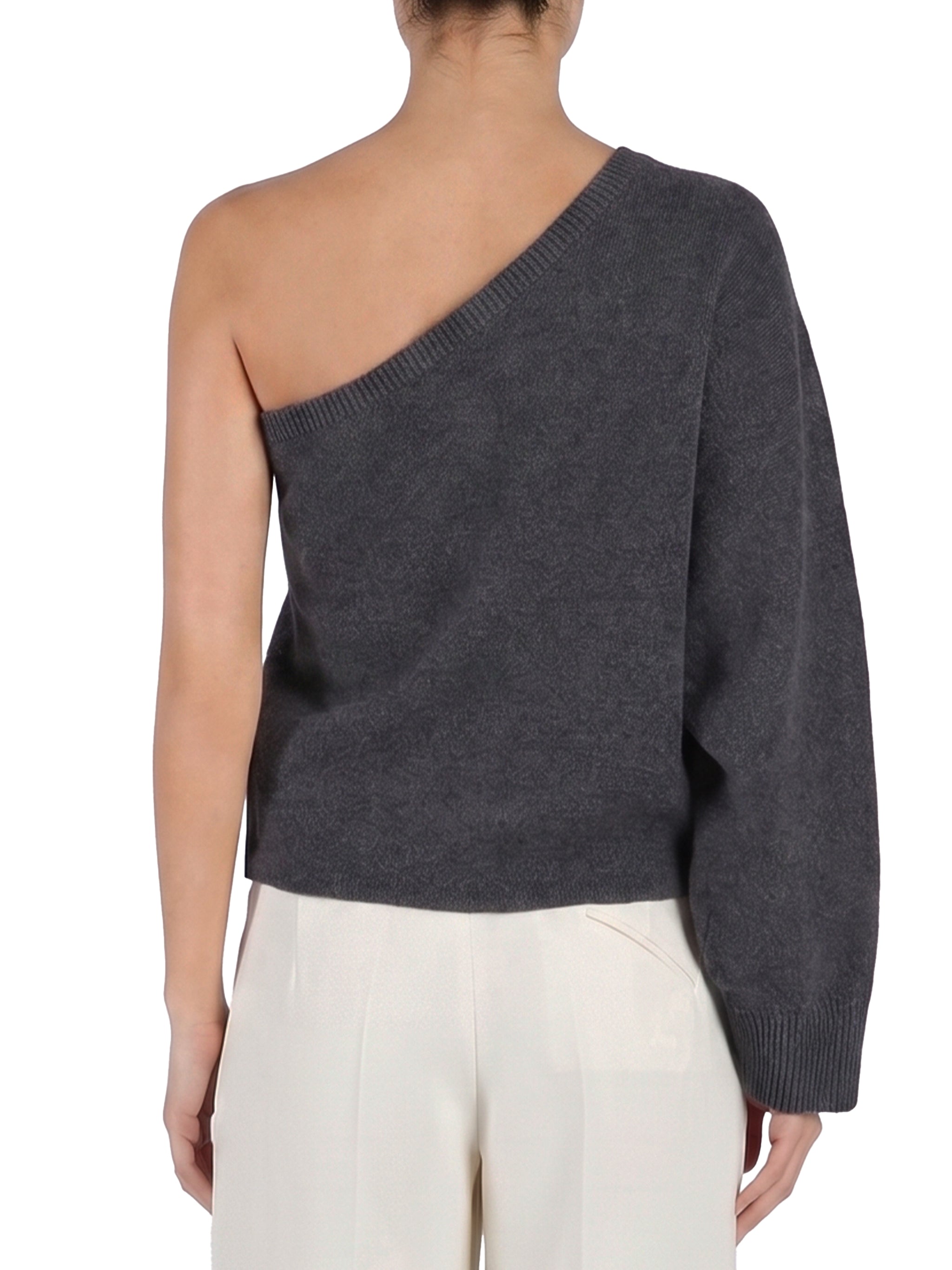 one-shoulder top with scarf detail