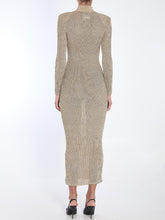 SELF PORTRAIT M gold knit maxi dress