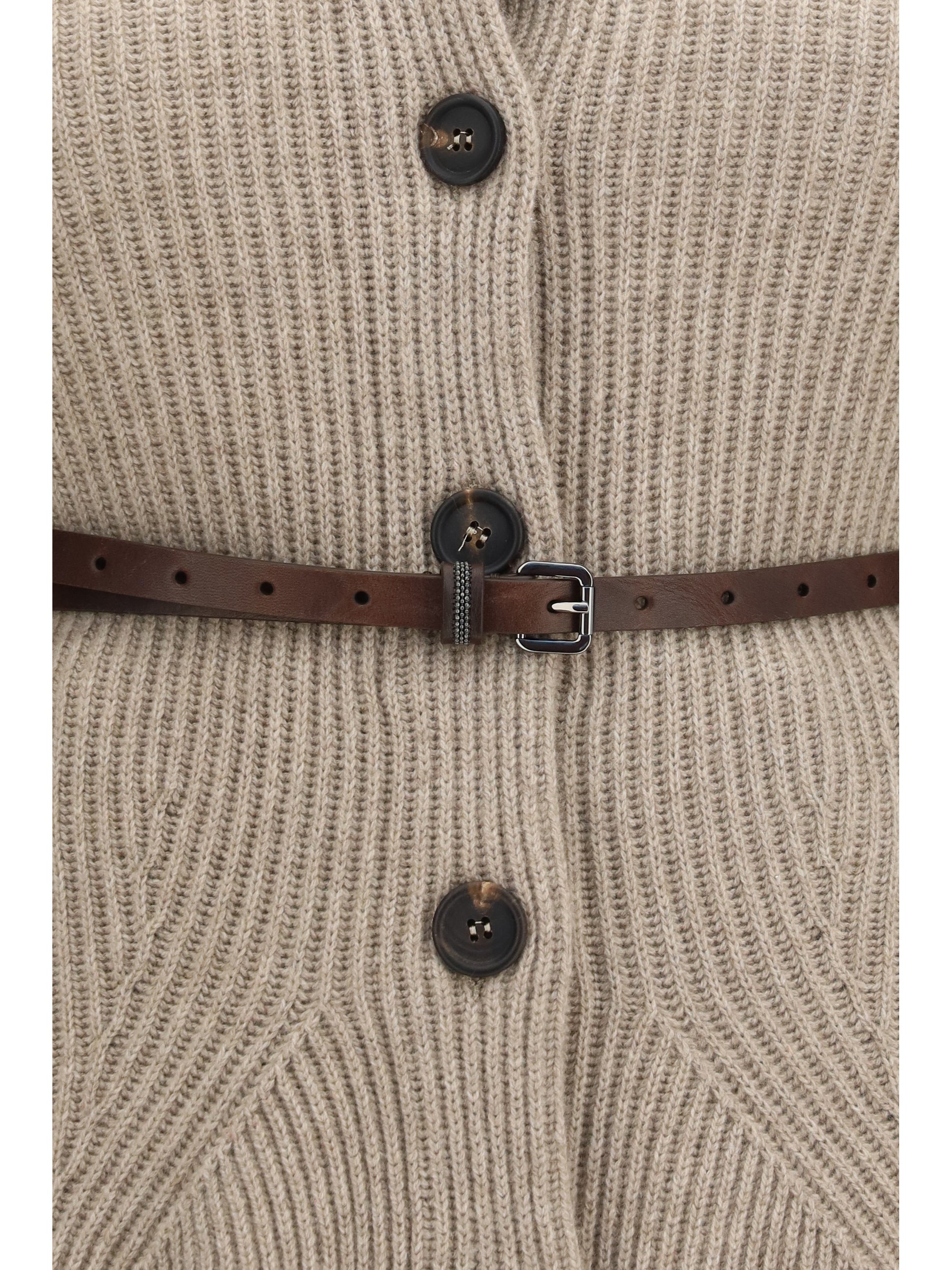 high neck cardigan with belt
