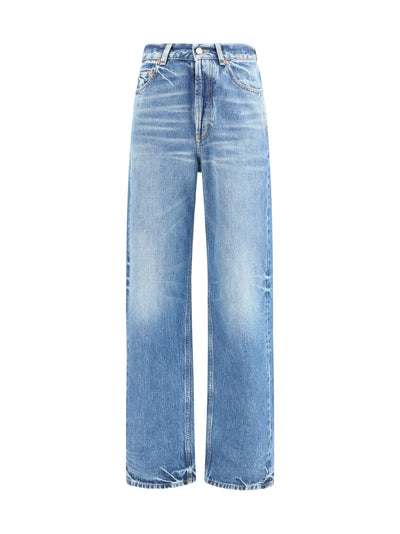 high waisted wide leg jeans in denim