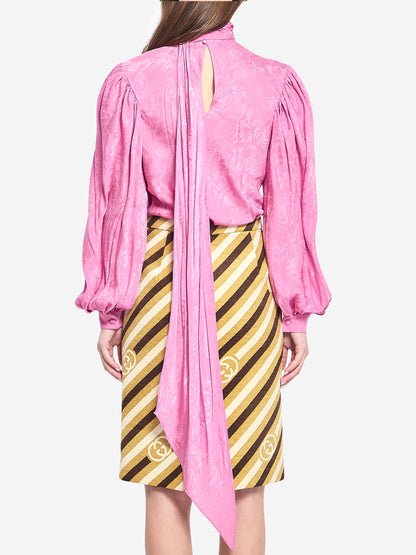 GUCCI 40 silk twill shirt with ribbon