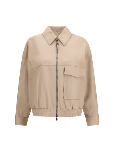 glossy nappa jacket with monili
