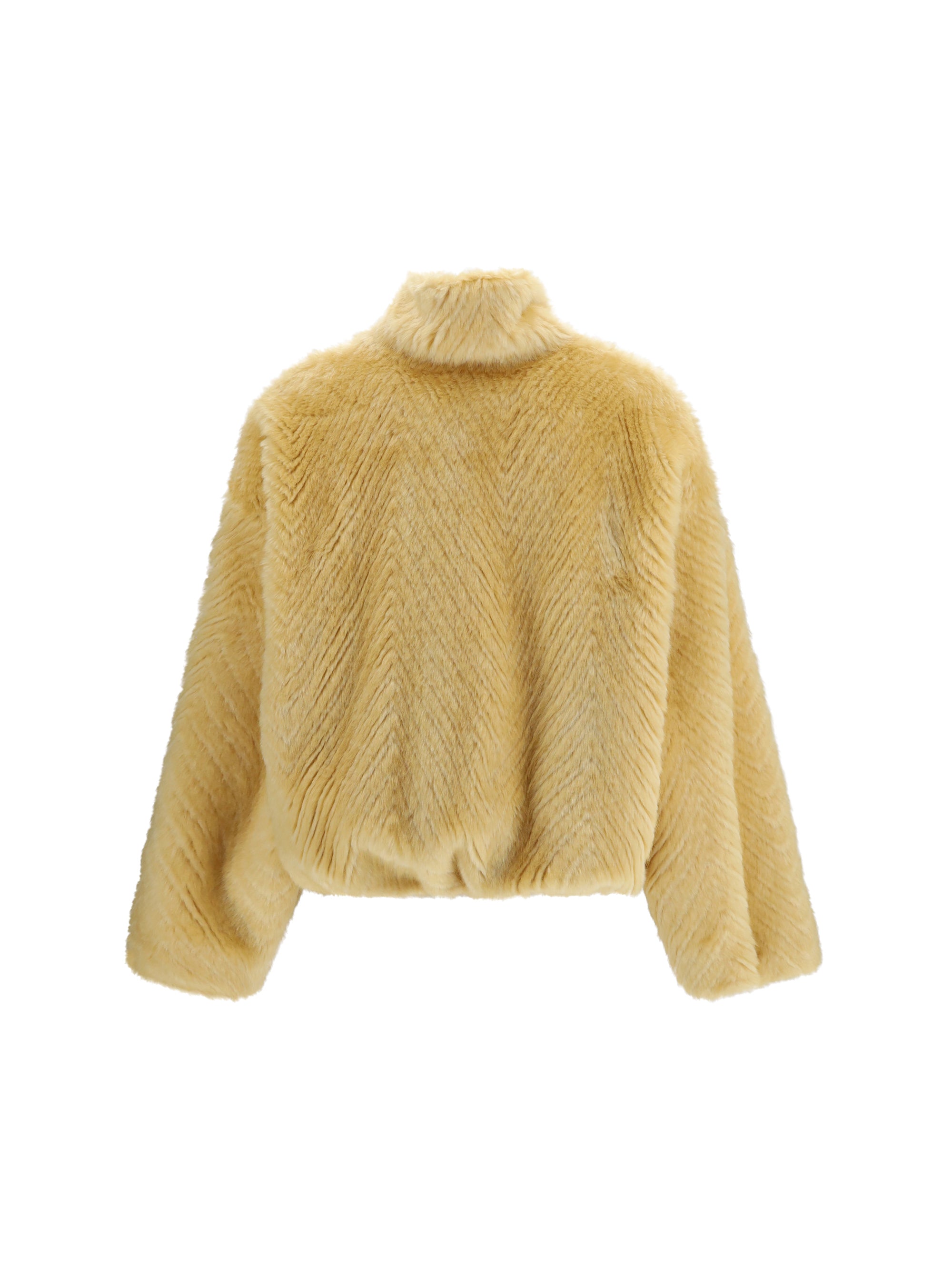chevron faux fur bomber jacket