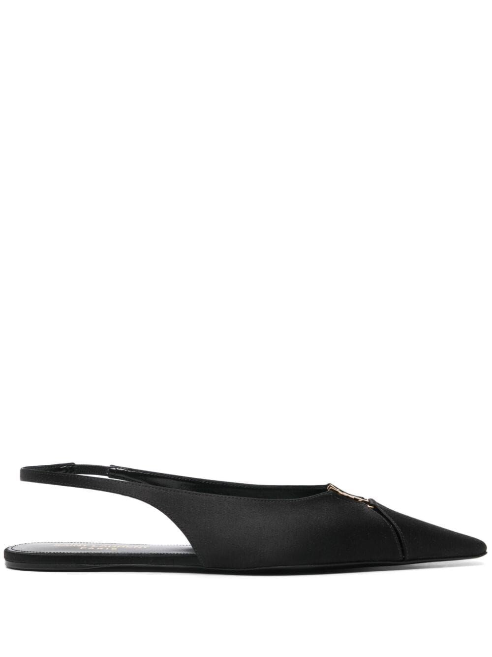 Saint Laurent Babylone Slingback Flats In Satin Crepe