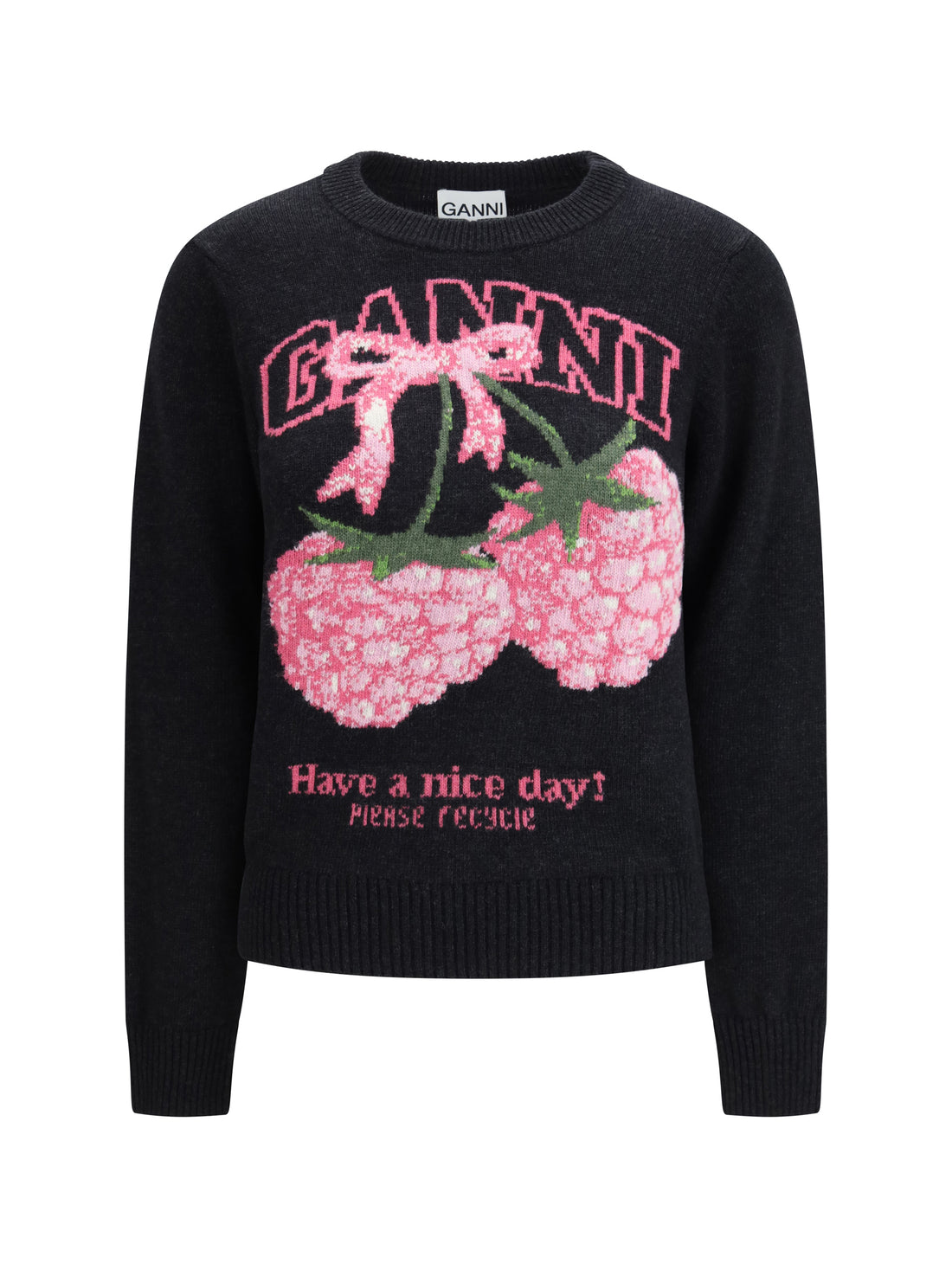 GANNI L raspberry detail sweater