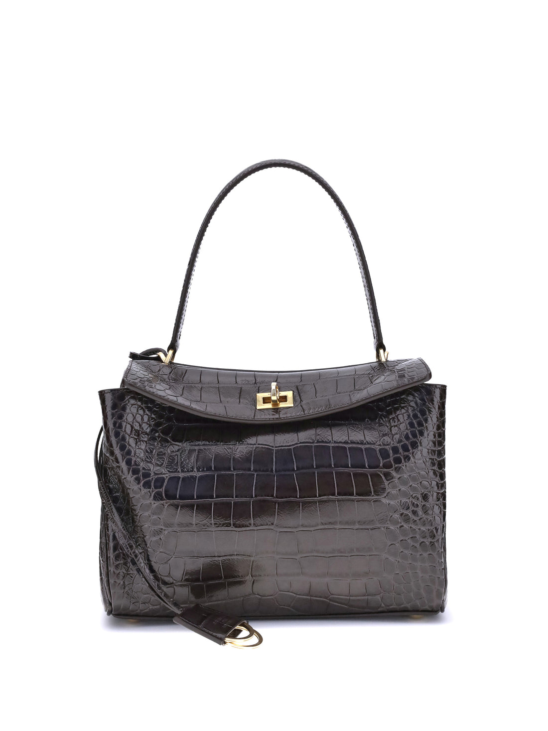 BALENCIAGA OS rodeo shoulder bag in crocodile-print leather