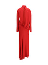 long open-back dress with high neck
