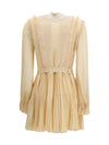 pleated georgette mini dress