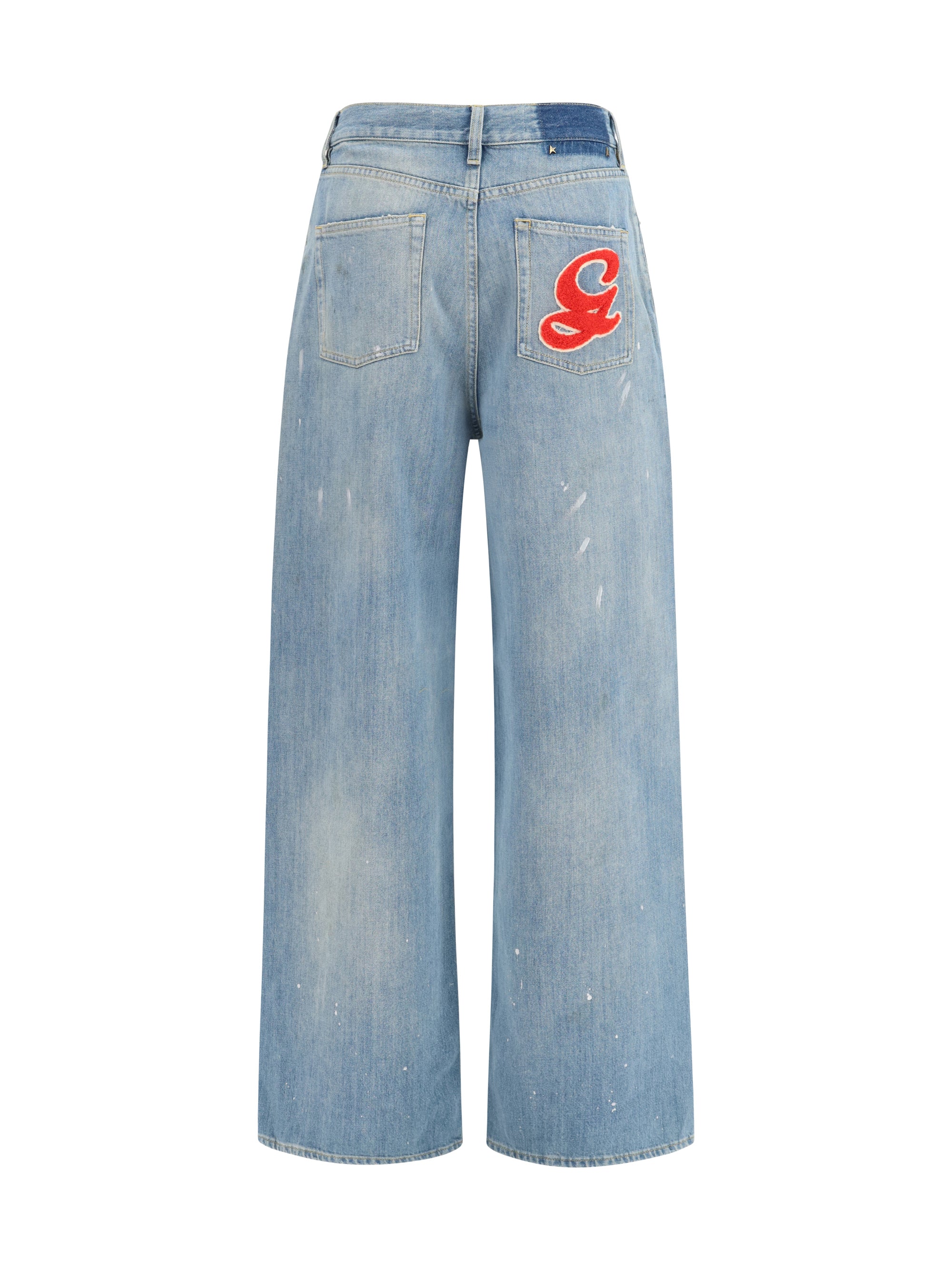 embroidered logo denim jeans