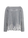 boat neck lace sweater