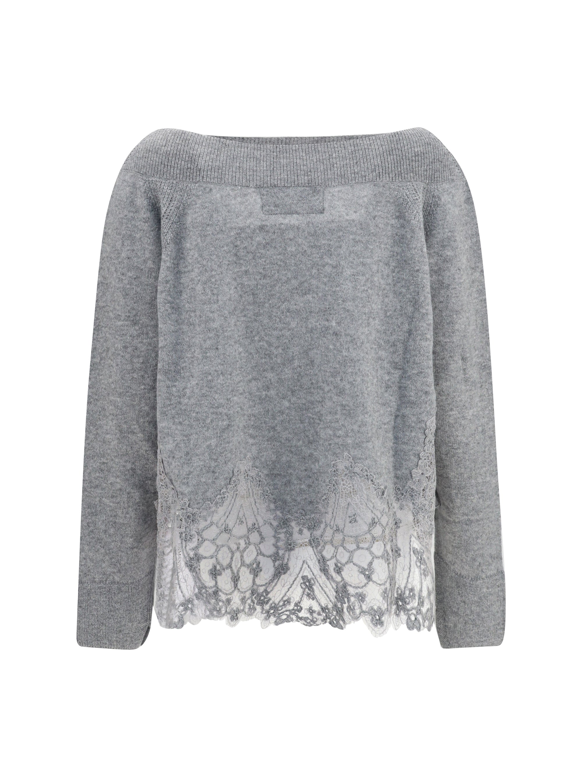 boat neck lace sweater