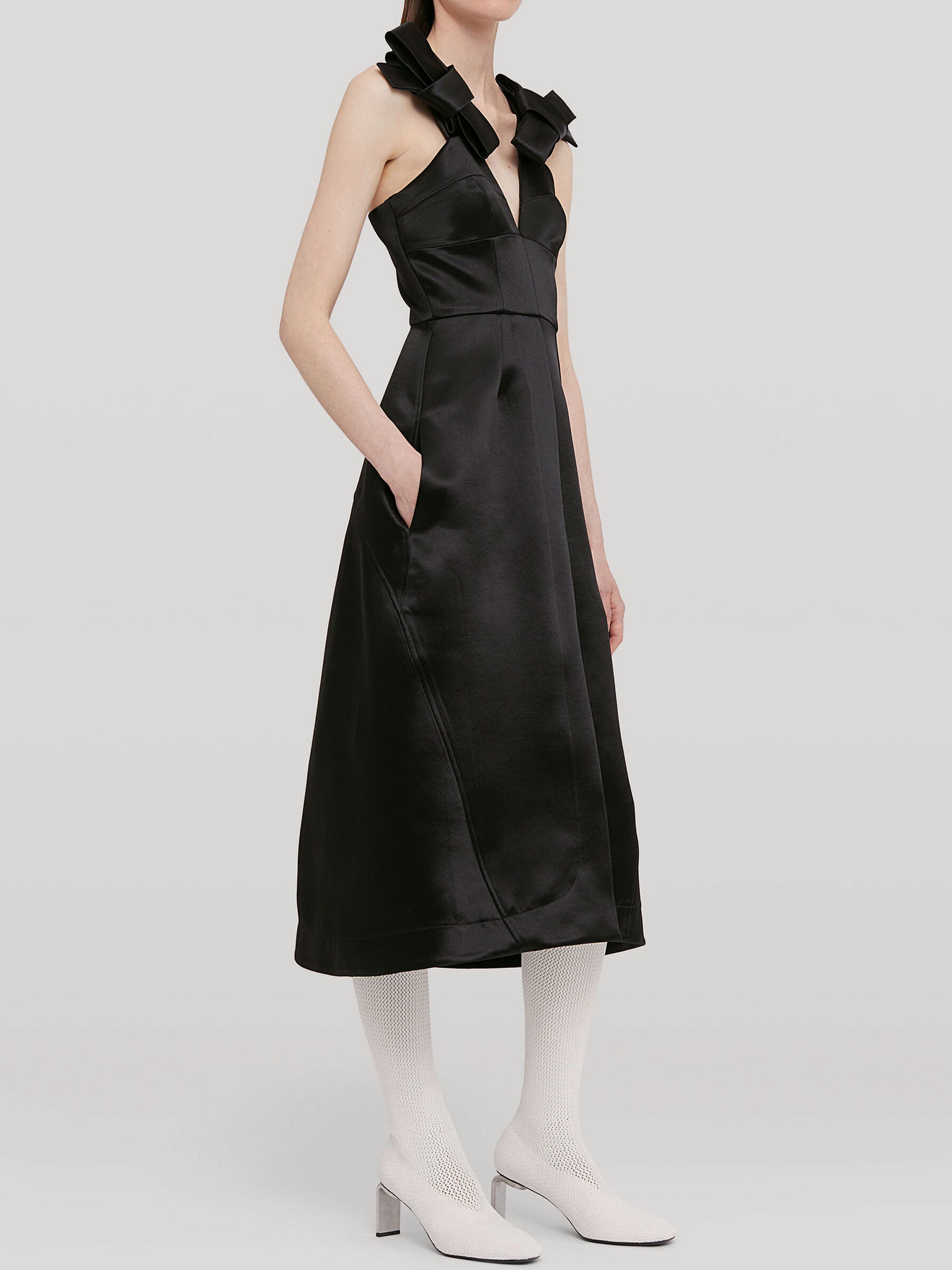 black satin dress