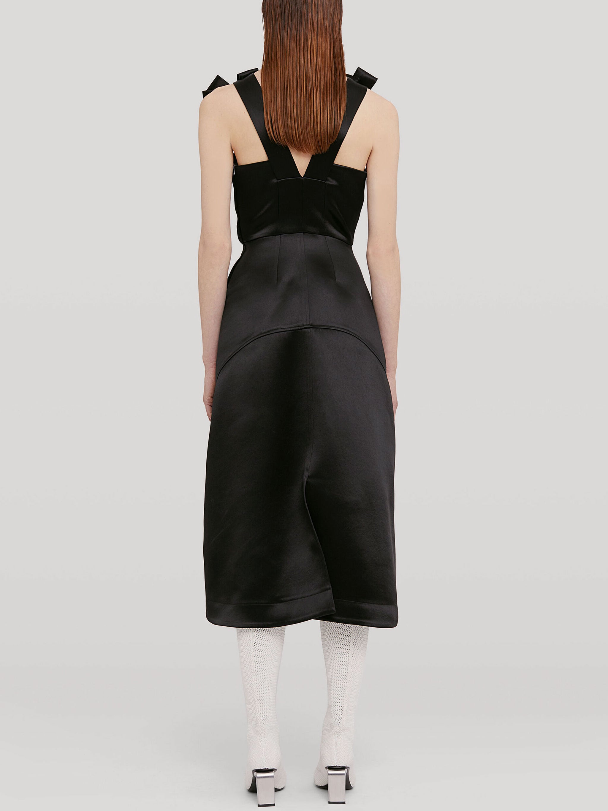 black satin dress