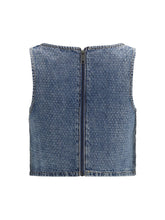 SELF-PORTRAIT 6 rhinestone denim crop top