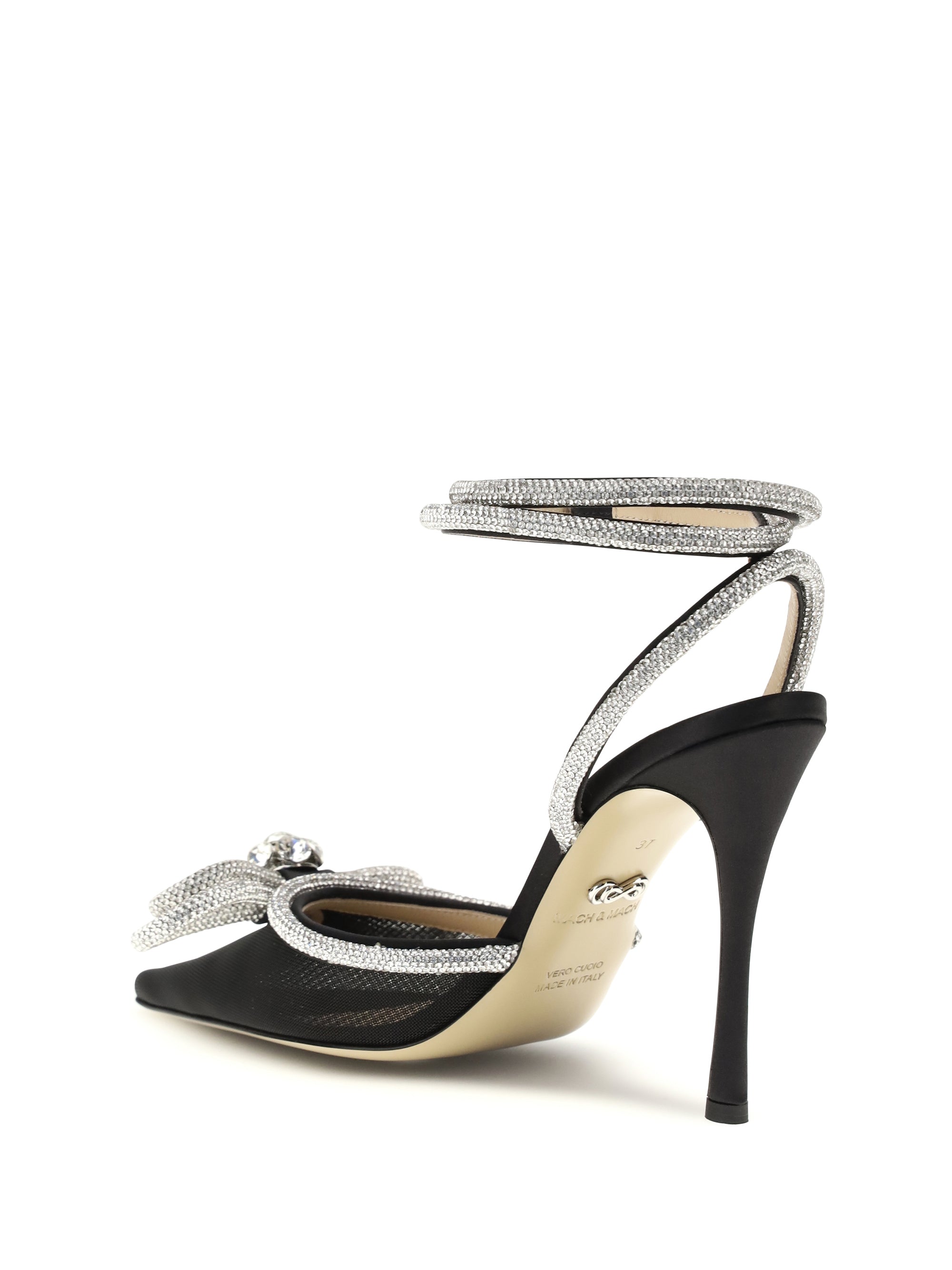double bow satin pumps
