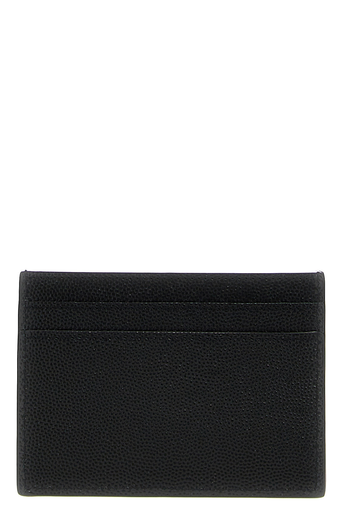 SAINT LAURENT OS black leather grain de poudre metallic logo tone on tone