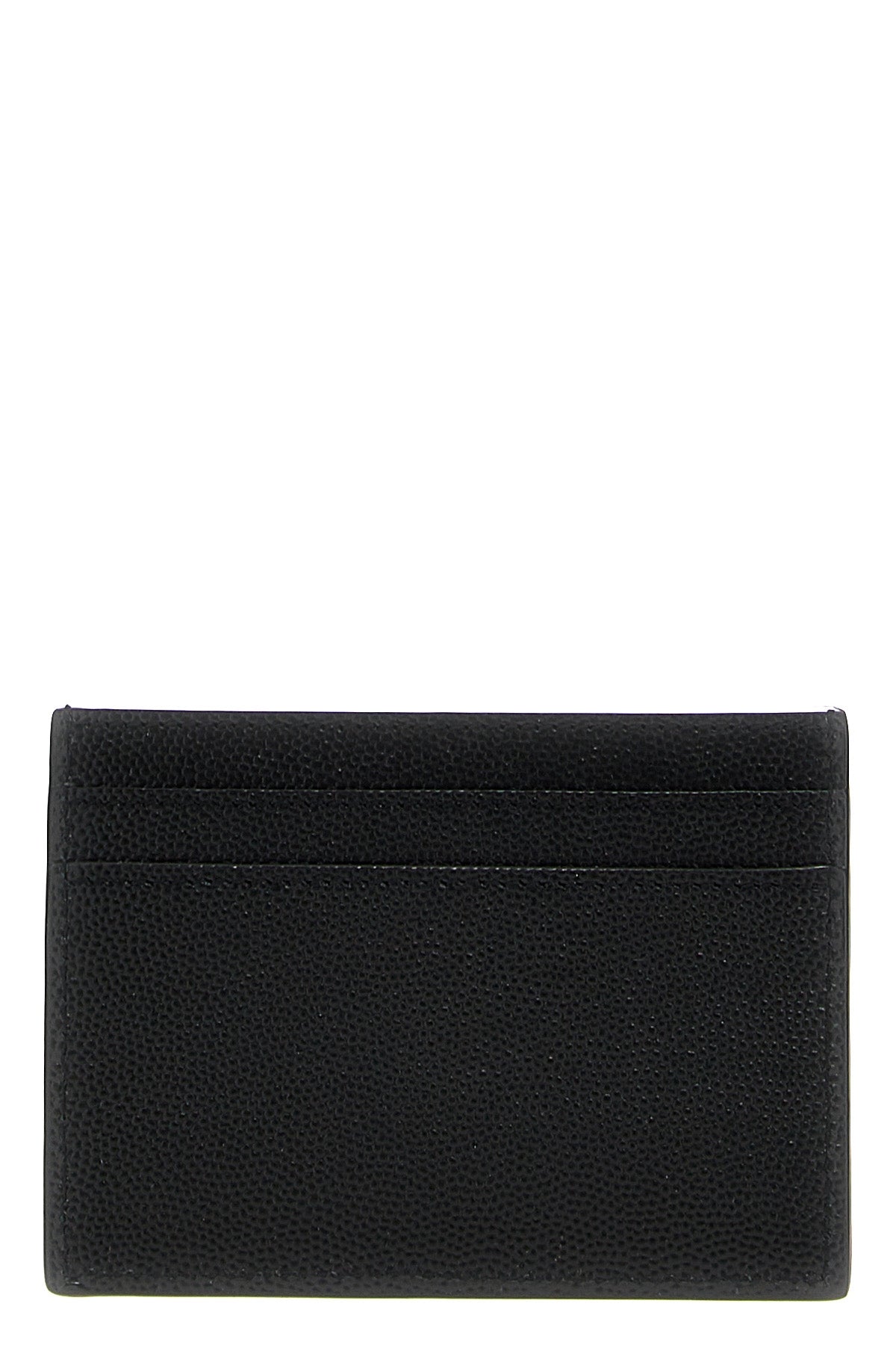 black leather grain de poudre metallic logo tone on tone