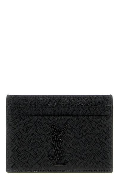 black leather grain de poudre metallic logo tone on tone