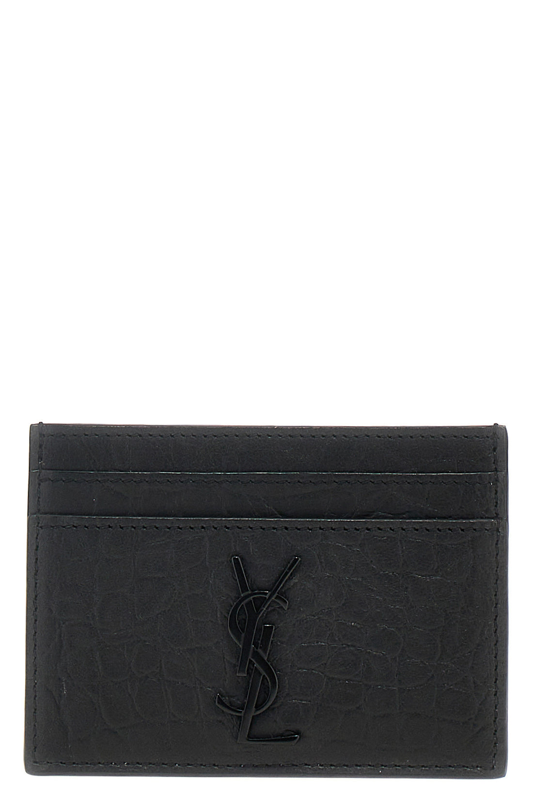 SAINT LAURENT OS cassandre crocodile print leather card holder