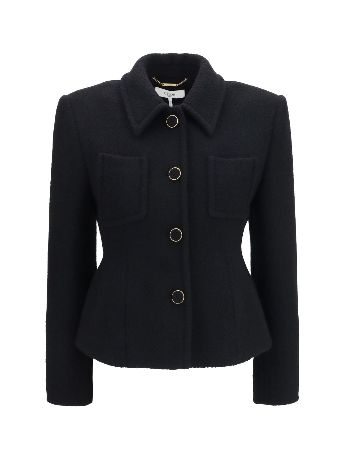 CHLOÉ 38 cropped single-breasted blazer with fabric buttons