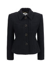 cropped single-breasted blazer with fabric buttons
